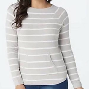 XL Barefoot Dreams cozy chic ultra lite raglan pullover dove gray w sea salt